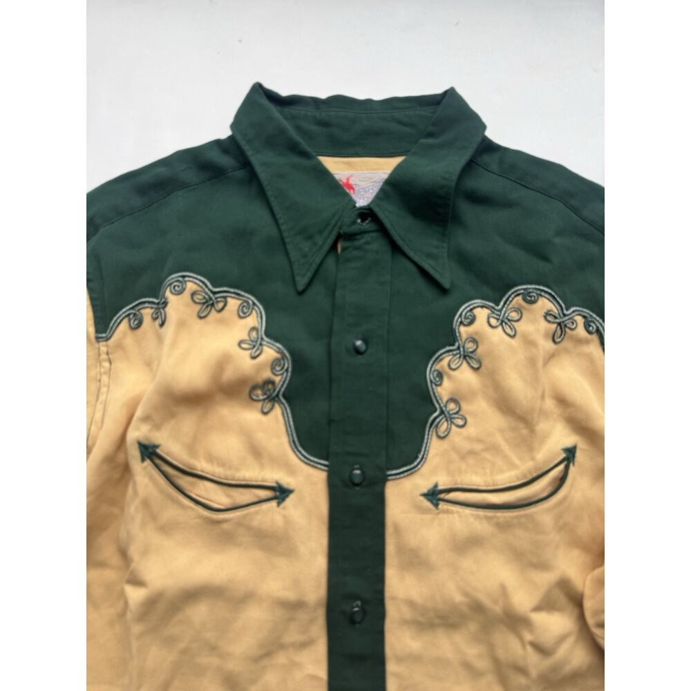 Vintage Range Master Western Shirt Mens L Snap Cowboy Embroidered USA